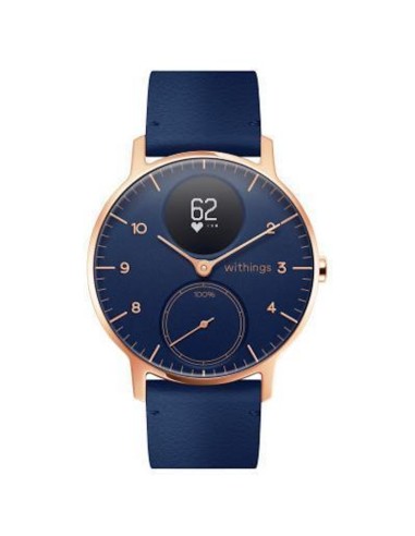 Montre Cardio GPS Withings Steel HR 36mm - Boîtier Rose Gold - Cadran Bleu