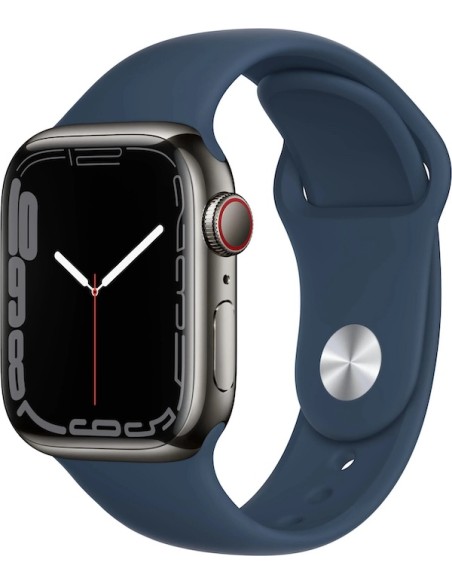 Apple Watch Series 7 (2021) GPS + Cellular 41 mm - Titane Argent - Bracelet sport Bleu