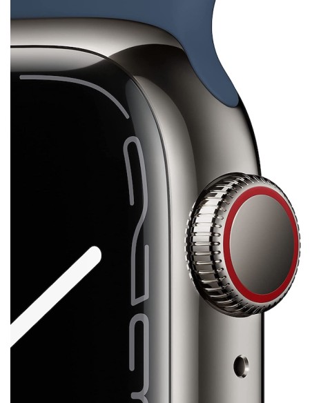 Apple Watch Series 7 (2021) GPS + Cellular 41 mm - Titane Argent - Bracelet sport Bleu