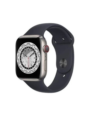 Apple Watch Series 7 (2021) GPS + Cellular 45 mm - Titane Argent - Bracelet sport Midnight