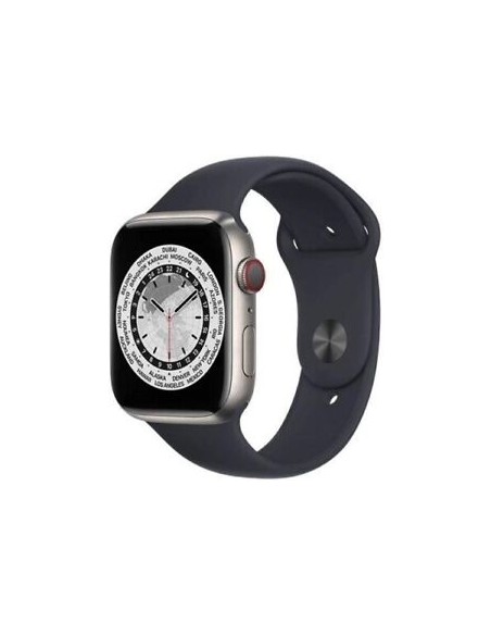 Apple Watch Series 7 (2021) GPS + Cellular 45 mm - Titane Argent - Bracelet sport Midnight